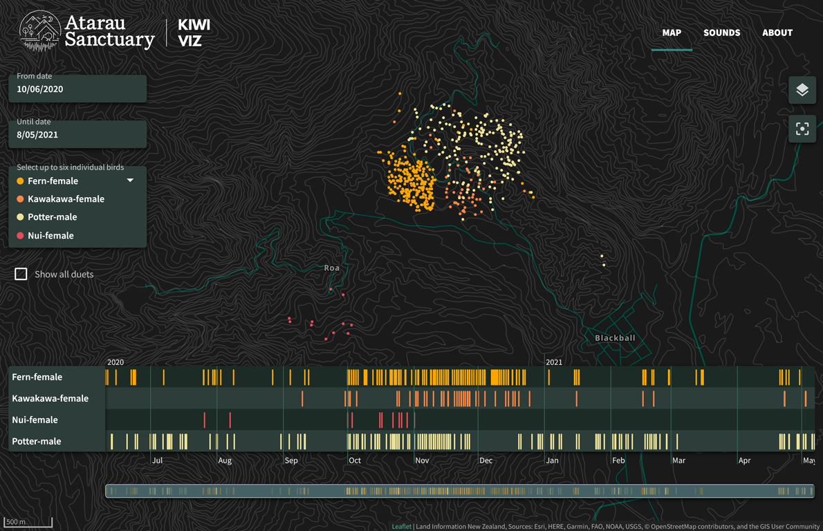 Map view of the interactive visualisation