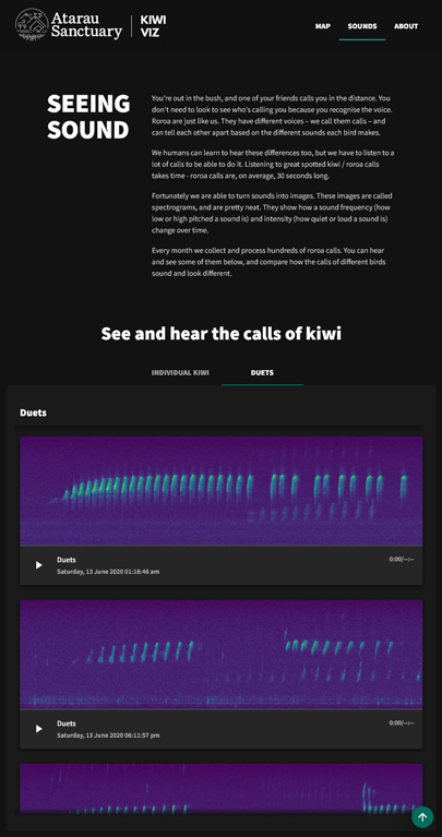 The Sounds view of the application on a small tablet