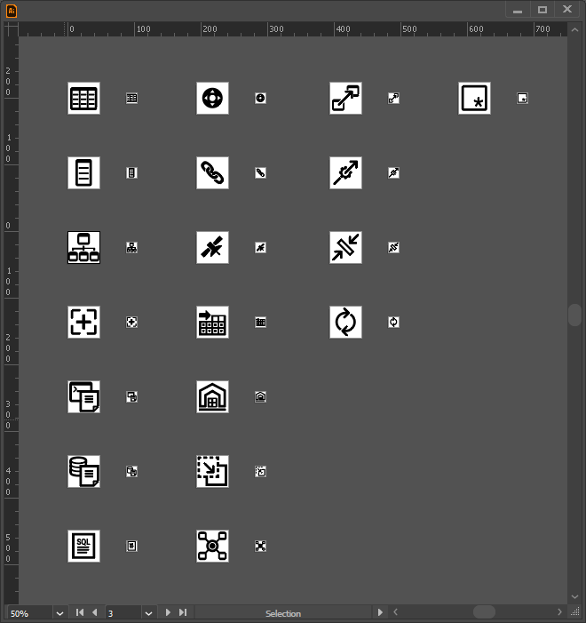 Custom icons designed for the application